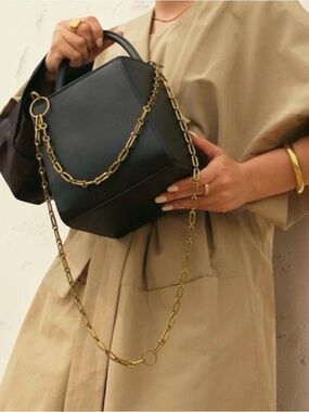 Paris Yin | Spacious Black Cubic Mini bag with Gold Chain
